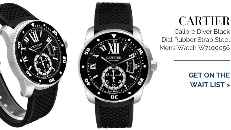 Cartier Calibre Diver Black Dial Rubber Strap Steel Mens Watch W7100056