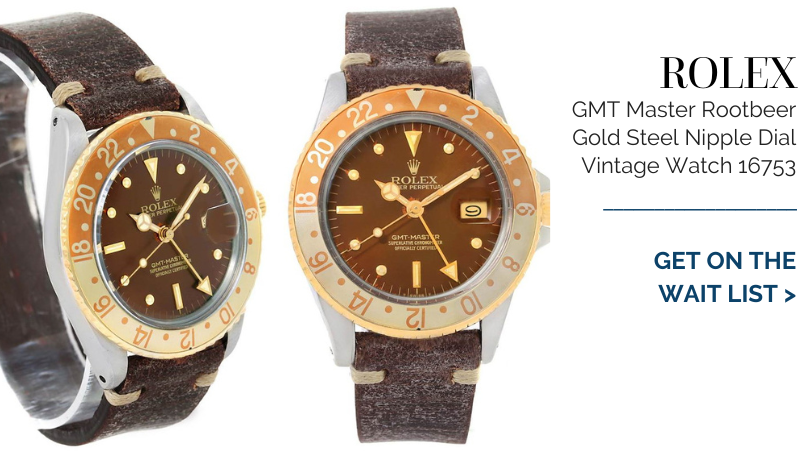 Rolex GMT Master Rootbeer Gold Steel Nipple Dial Vintage Watch 16753