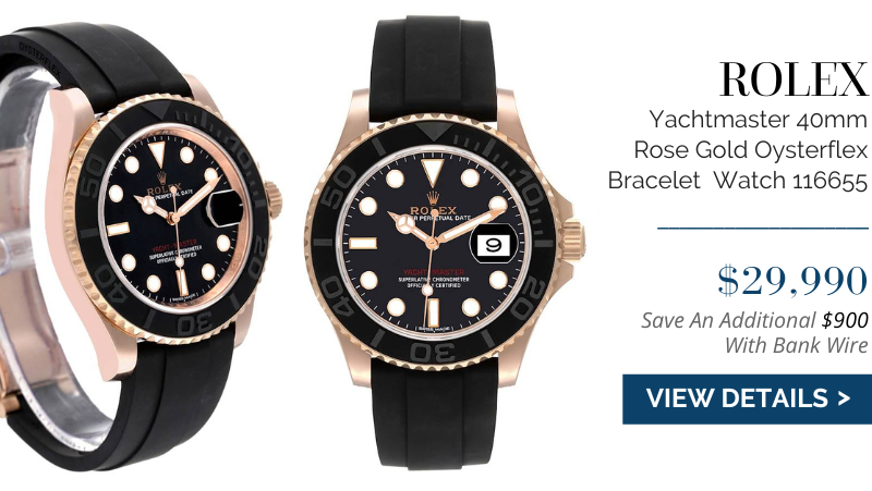 Rolex Yachtmaster 40mm Rose Gold Oysterflex Bracelet Mens Watch 116655