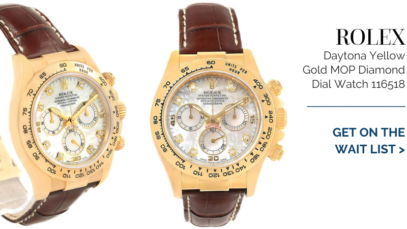 Rolex Cosmograph Daytona Yellow Gold MOP Diamond Dial Watch 116518