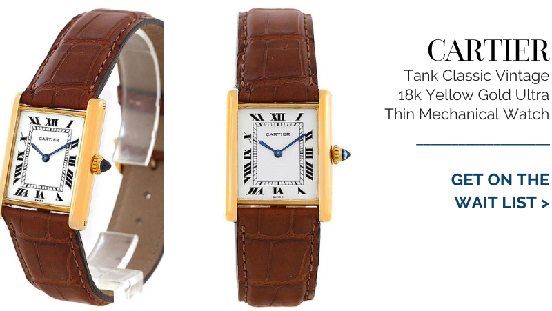 Cartier Tank Classic Vintage 18k Yellow Gold Ultra Thin Mechanical Watch