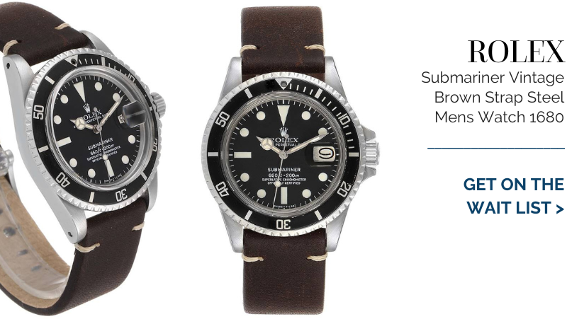 Rolex Submariner Vintage Brown Strap Steel Mens Watch 1680