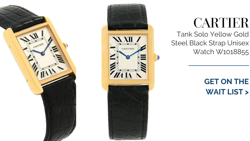 Cartier Tank Solo Yellow Gold Steel Black Strap Unisex Watch W1018855
