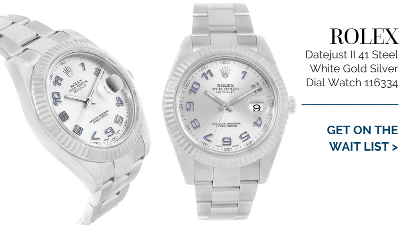 Rolex Datejust II 41 Steel White Gold Silver Dial Watch 116334 