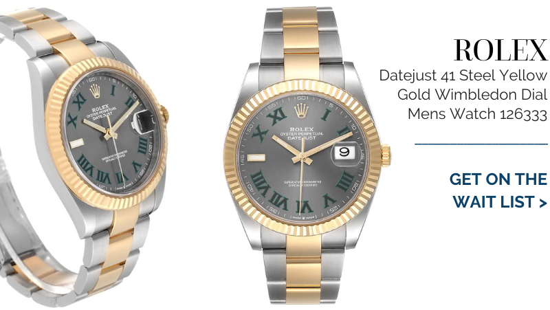 Rolex Datejust 41 Steel Yellow Gold Wimbledon Dial Mens Watch 126333