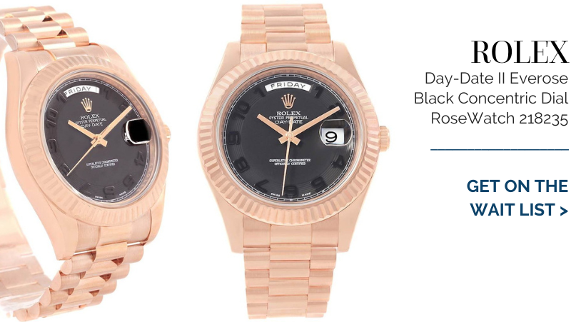 Rolex Day-Date II Everose Black Concentric Dial Rose Gold Watch 218235