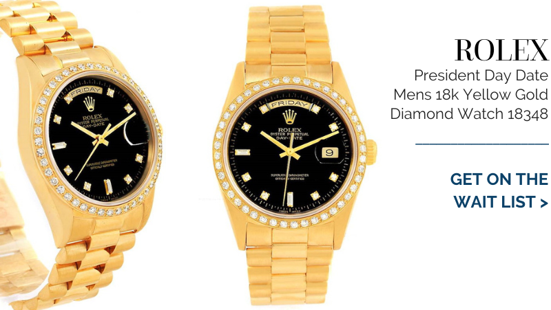 Rolex President Day Date Mens 18k Yellow Gold Diamond Watch 18348