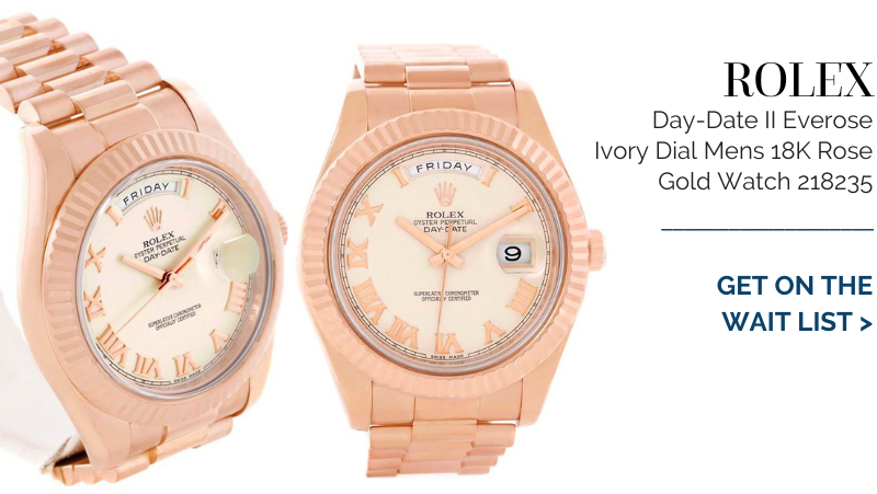 Rolex Day-Date II Everose Ivory Dial Mens 18K Rose Gold Watch 218235