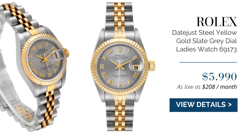 Rolex Datejust Steel Yellow Gold Slate Grey Dial Ladies Watch 69173