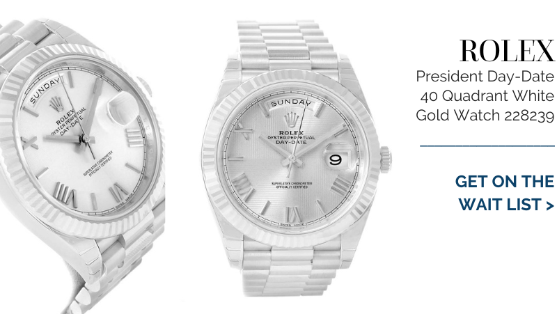 Rolex President Day-Date 40 Quadrant White Gold Watch 228239