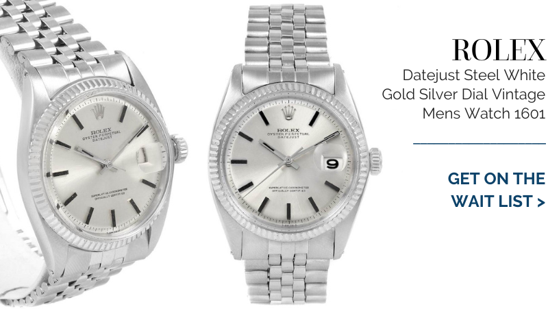 Rolex Datejust Steel White Gold Silver Dial Vintage Mens Watch 1601