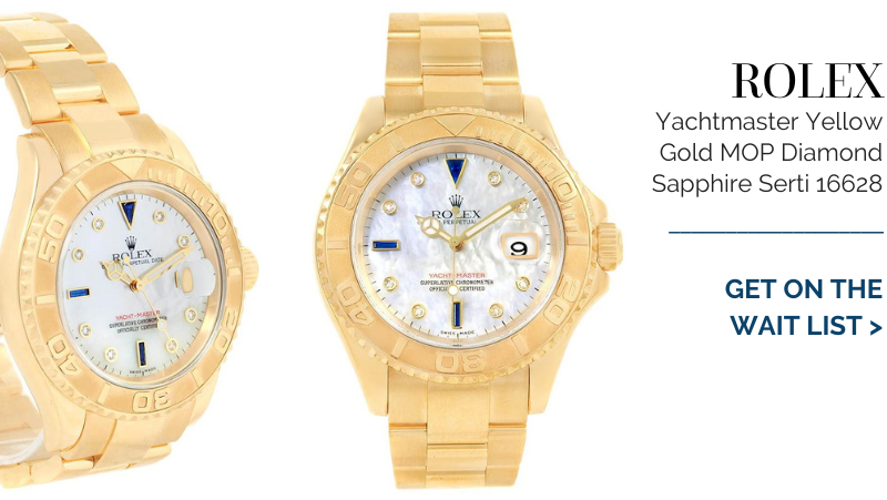 Rolex Yachtmaster Yellow Gold MOP Diamond Sapphire Serti Watch 16628