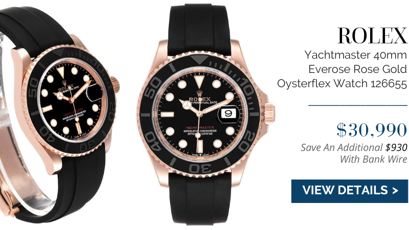 Rolex Yachtmaster 40mm Everose Rose Gold Oysterflex Mens Watch 126655