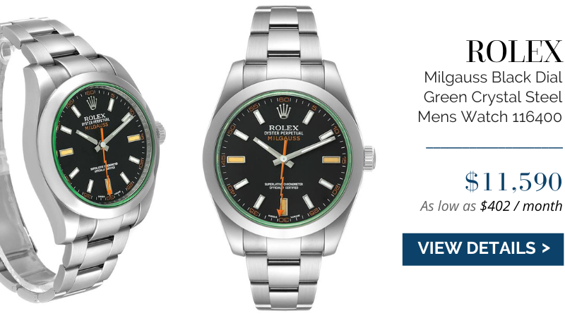 Rolex Milgauss Black Dial Green Crystal Steel Mens Watch 116400
