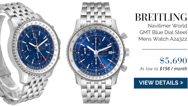 Breitling Navitimer World GMT Blue Dial Steel Mens Watch A24322