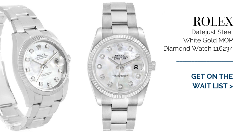 Rolex Datejust Steel White Gold MOP Diamond Watch 116234