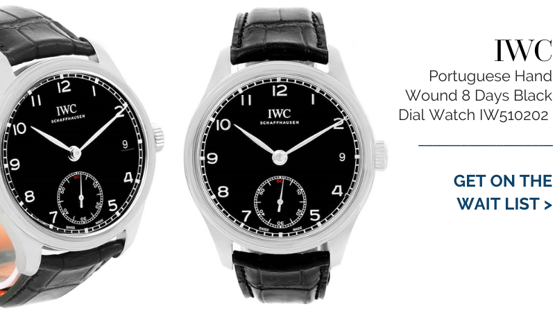 IWC Portuguese Hand Wound 8 Days Black Dial Mens Watch IW510202