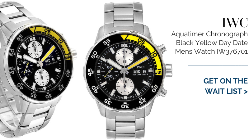 IWC Aquatimer Chronograph Black Yellow Day Date Mens Watch IW376701
