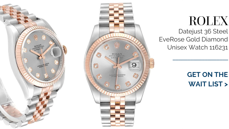 Rolex Datejust 36 Steel EveRose Gold Diamond Unisex Watch 116231