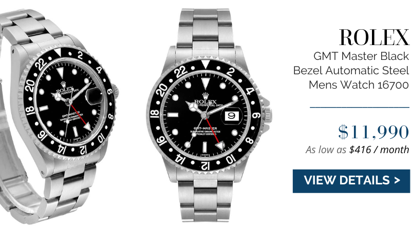 Rolex GMT Master Black Bezel Automatic Steel Mens Watch 16700