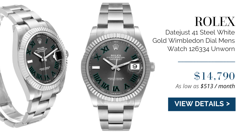 Rolex Datejust 41 Steel White Gold Wimbledon Dial Mens Watch 126334
