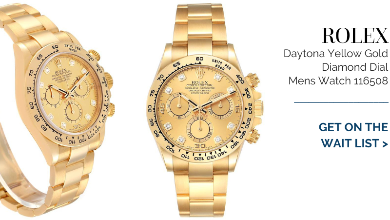 Rolex Daytona Yellow Gold Champagne Diamond Dial Mens Watch 116508