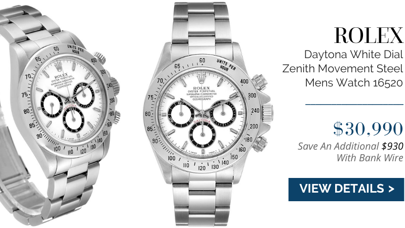 Rolex Daytona White Dial Zenith Movement Steel Mens Watch 16520