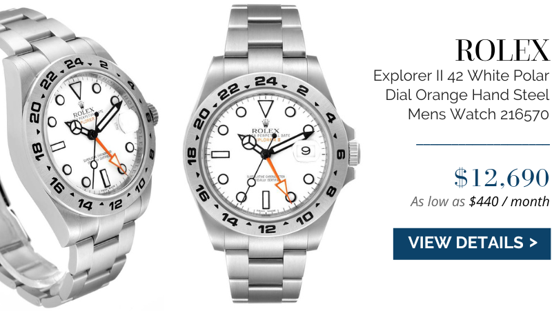 Rolex Explorer II 42 White Polar Dial Orange Hand Steel Mens Watch 216570
