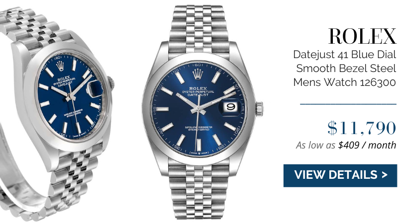 Rolex Datejust 41 Blue Dial Smooth Bezel Steel Mens Watch 126300 