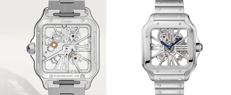 Cartier Skeleton Horloge Santos Steel WHSA0015