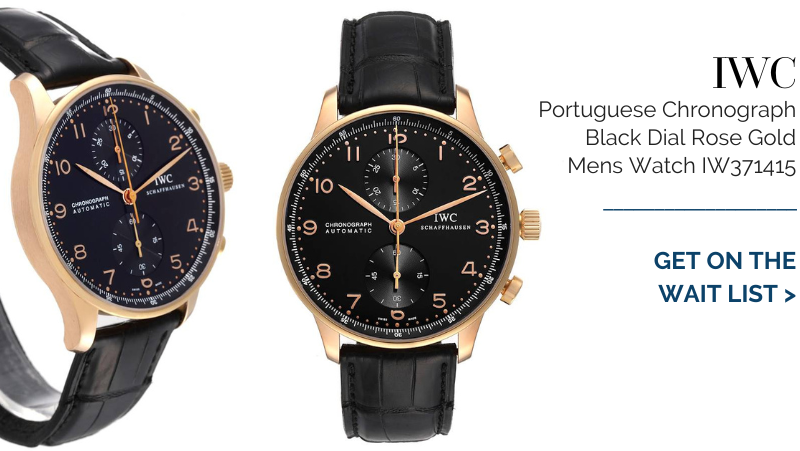 IWC Portuguese Chronograph Black Dial Rose Gold Mens Watch IW371415