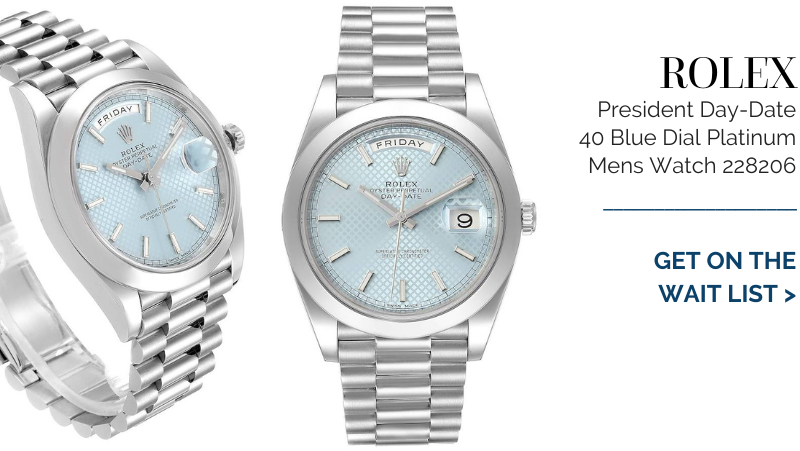 Rolex President Day-Date 40 Blue Dial Platinum Mens Watch 228206