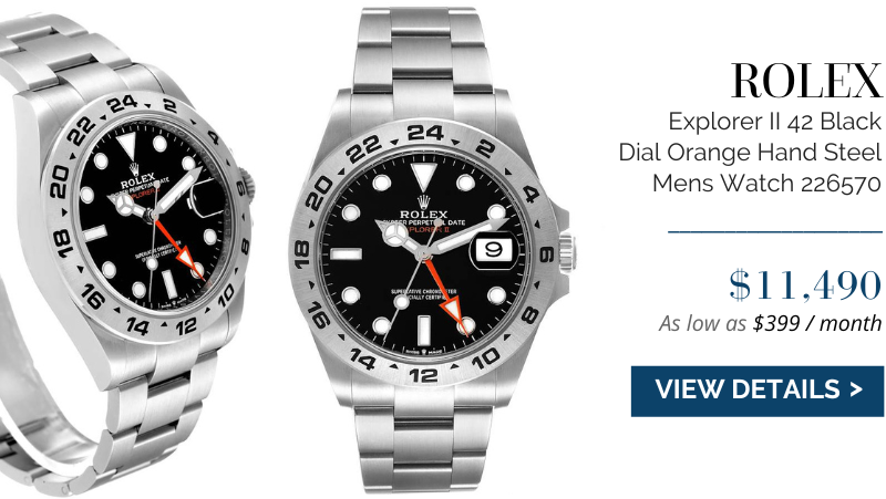 Rolex Explorer II 42 Black Dial Orange Hand Steel Mens Watch 226570