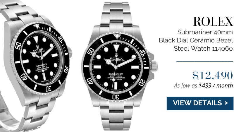 Rolex Submariner 40mm Black Dial Ceramic Bezel Steel Watch 114060