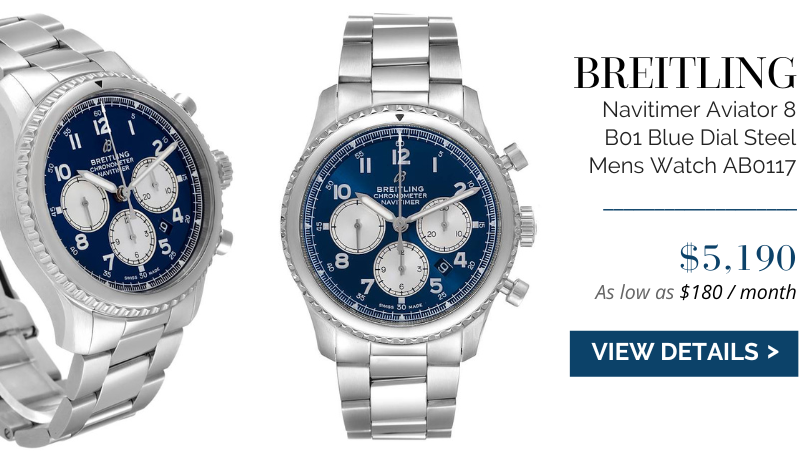 Breitling Navitimer Aviator 8 B01 Blue Dial Steel Mens Watch AB0117