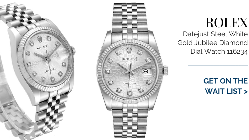 Rolex Datejust Steel White Gold Jubilee Diamond Dial Watch 116234 