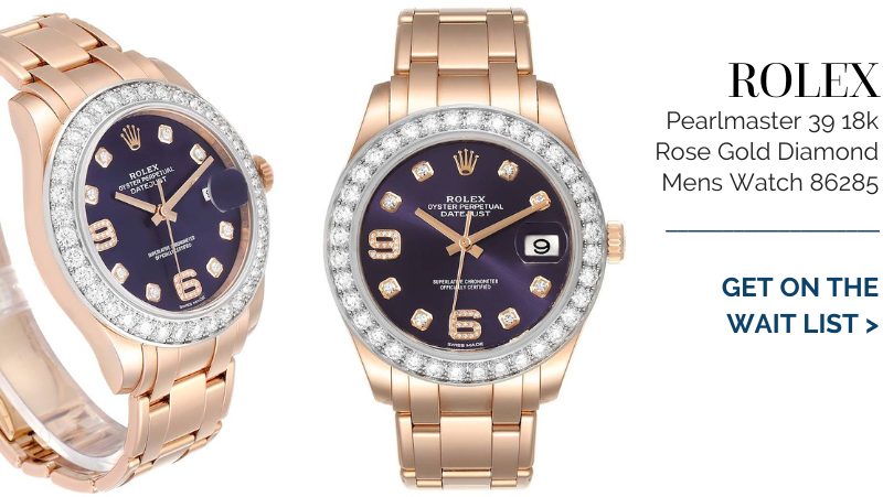 Rolex Pearlmaster 39 18k Rose Gold Diamond Mens Watch 86285 