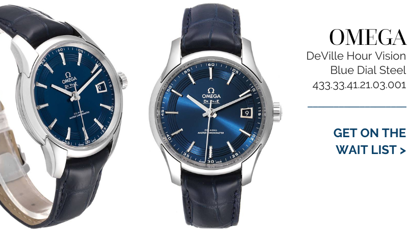 Omega DeVille Hour Vision Blue Dial Steel Watch 433.33.41.21.03.001