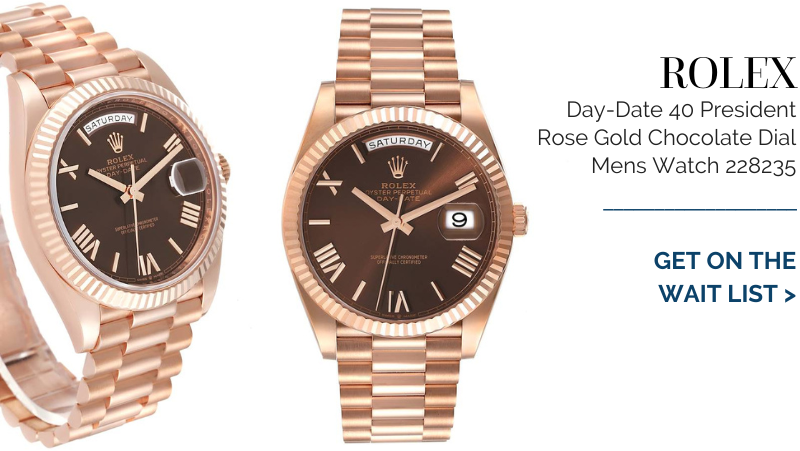 Rolex Day-Date 40 President Rose Gold Chocolate Dial Mens Watch 228235