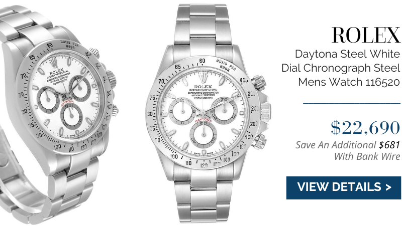 Rolex Daytona Steel White Dial Chronograph Steel Mens Watch 116520