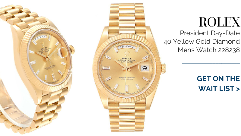 Rolex President Day-Date 40 Yellow Gold Diamond Mens Watch 228238