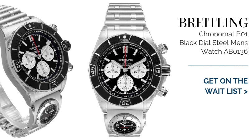 Breitling Chronomat B01 Black Dial Steel Mens Watch AB0136