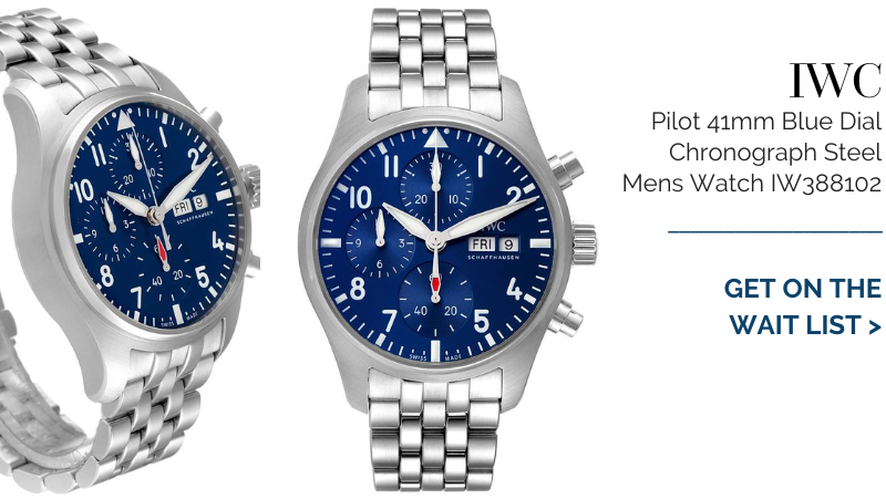IWC Pilot 41mm Blue Dial Chronograph Steel Mens Watch IW388102