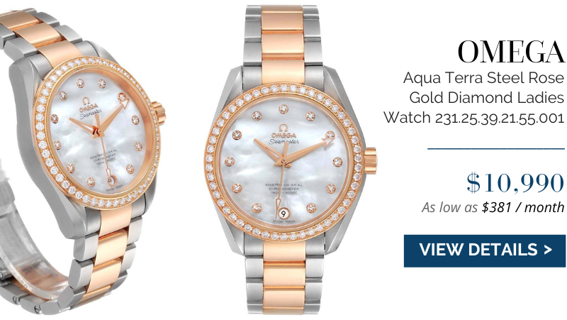 Omega Aqua Terra Steel Rose Gold Diamond Ladies Watch 231.25.39.21.55.001