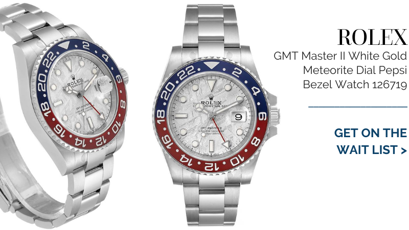 Rolex GMT Master II White Gold Meteorite Dial Pepsi Bezel Mens Watch 126719
