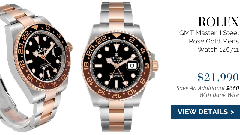 Rolex GMT Master II Steel Rose Gold Mens Watch 126711