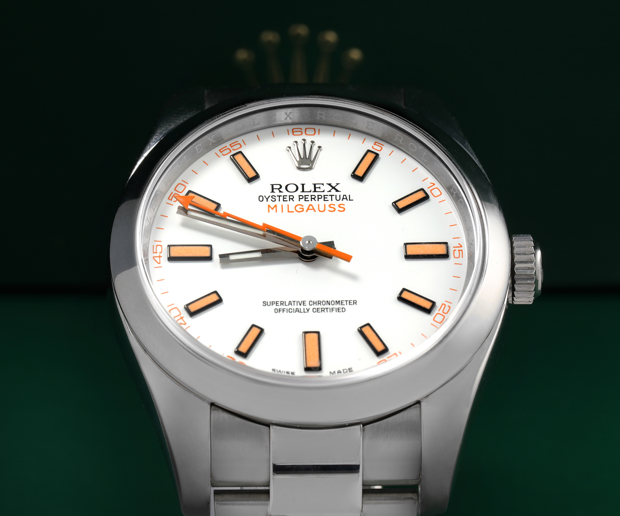 Rolex Milgauss White Dial Stainless Steel Mens Watch 116400