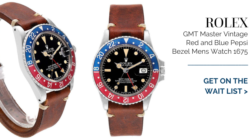 Rolex GMT Master Vintage Red and Blue Pepsi Bezel Mens Watch 1675