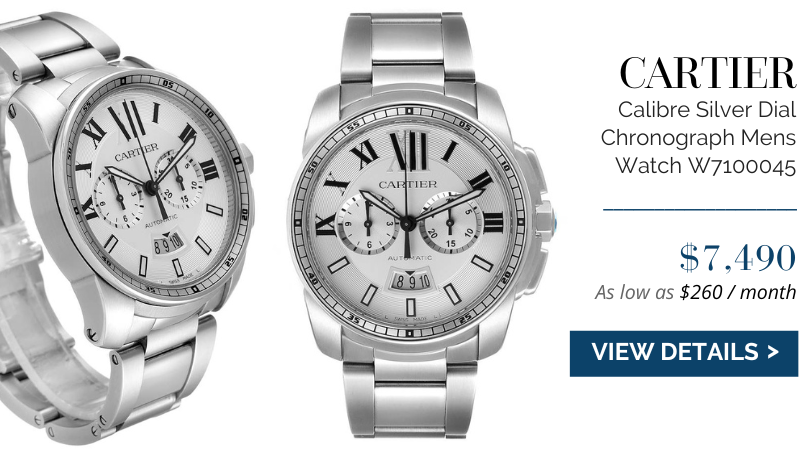 Cartier Calibre Silver Dial Chronograph Mens Watch W7100045