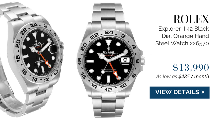 Rolex Explorer II 42 Black Dial Orange Hand Steel Watch 226570